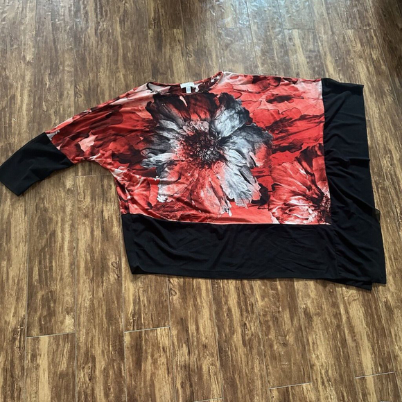 Scapa Lauren Perre Asymmetrical Mesh Net Floral Sheer Artsy Party Top Size XL - Picture 5 of 7